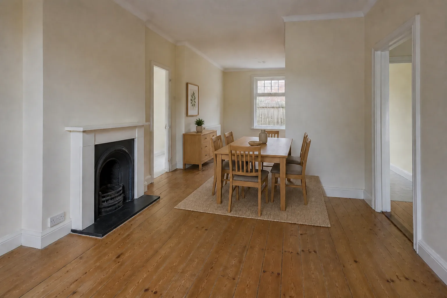 L-shaped dining room virtually staged for the family home profile