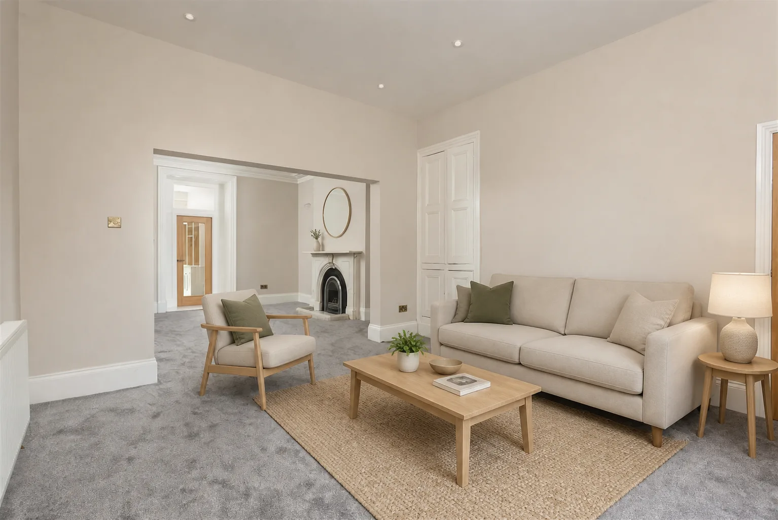 Double reception virtually staged for the family home profile